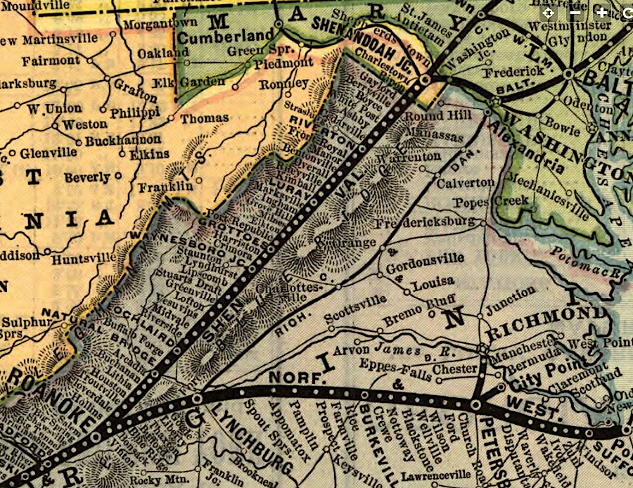 the Shenandoah Valley Railroad was merged into the Norfolk and Western Railroad system