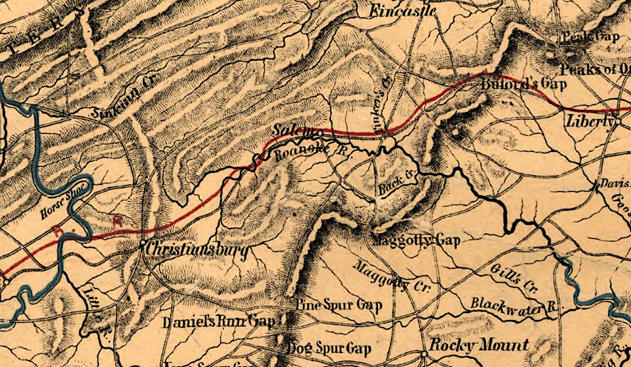 the Shenandoah Valley Railroad planned to intersect the Atlantic, Mississippi and Ohio (formerly Virginia and Tennessee) Railroad at Salem