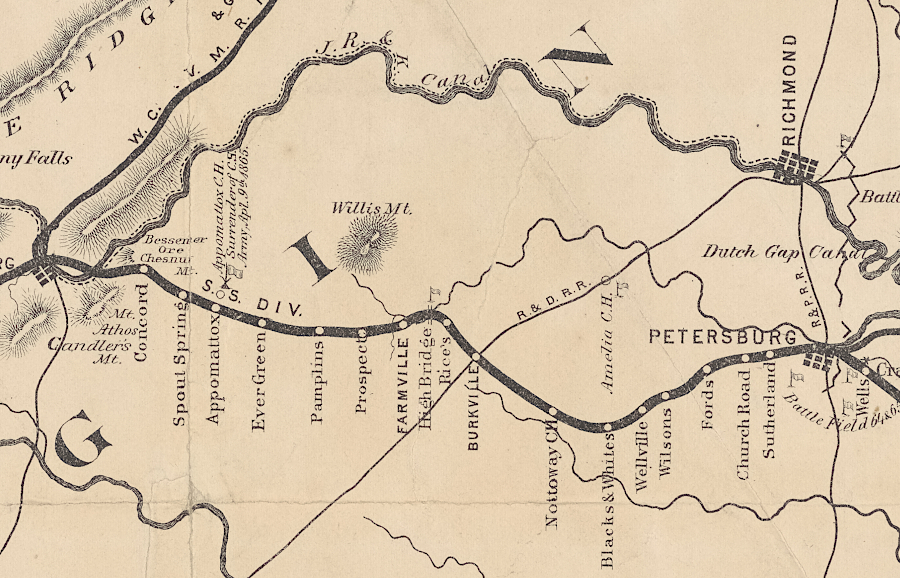 the South Side Railroad connected Petersburg and Lynchburg