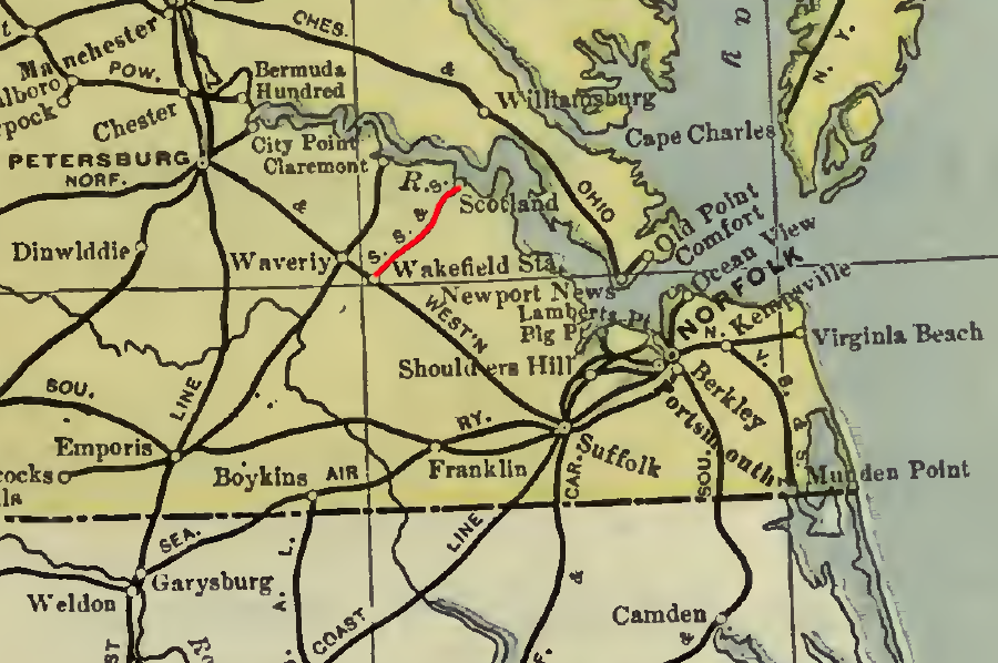 in 1901, the Surry, Sussex & Southampton Railway ran from Wakefield to Scotland