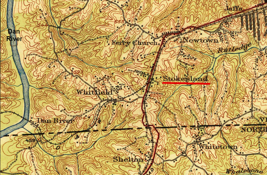the Danville and New River Railroad built west from Stokesville, crossing into North Carolina for one mile of track