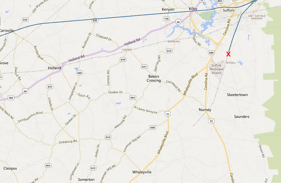 CSX service stops north of the airport, and the railroad no longer operates south to Nurney