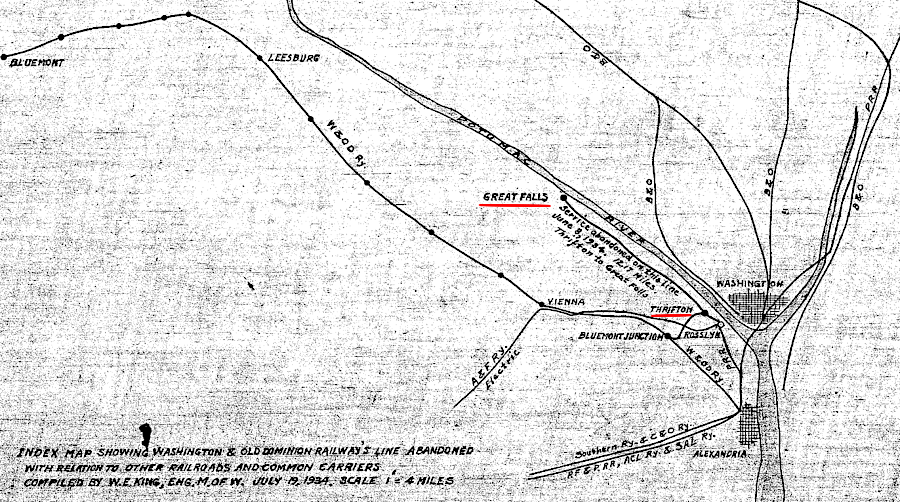 the streetcar line from Thrifton Junction to Great Falls closed in 1935