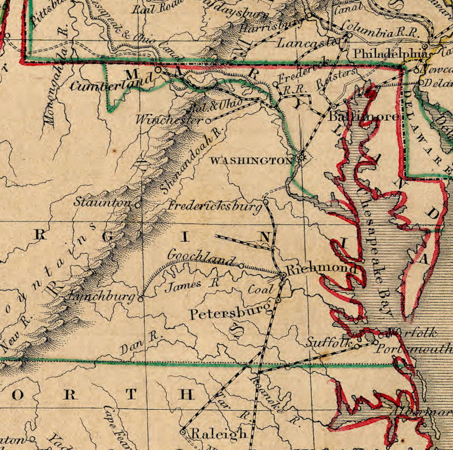in 1842, only a handful of Virginia cities had a railroad