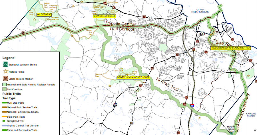 the Virginia Central Trail is part of the Spotsylvania
Battlefields Loop