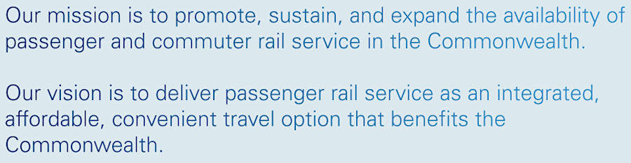 the Virginia Passenger Rail Authority focus is on passenger rather than freight rail services
