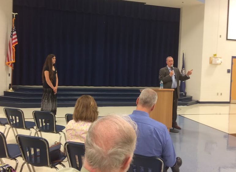 VRE's Chief Executive Officer Doug Allen, discussing commuter rail at one of Del. Danica Roem's town halls in 2018