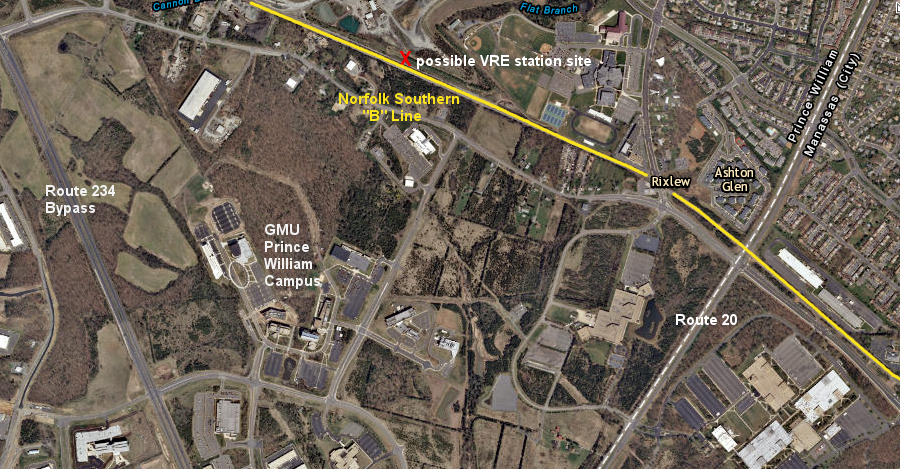 VRE assumed a station at Innovation would be located at least 1/2 mile away from the GMU campus, which makes development at Innovation only marginally walkable