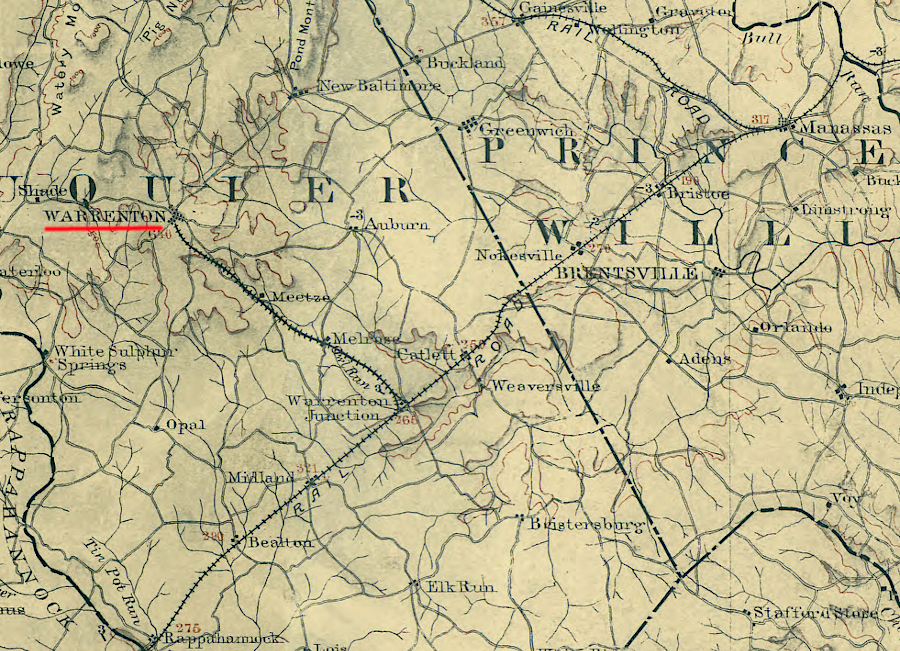 the Orange and Alexandria Railroad built a branch line to the Fauquier County seat