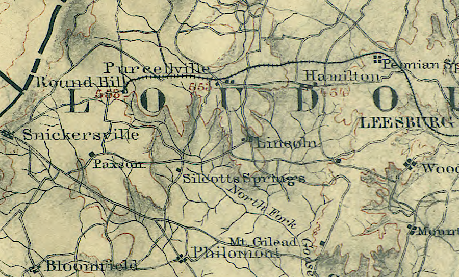 after acquiring the Washington, Ohio & Western Railroad in 1894, the Southern Railway extended track in 1900 from Round Hill to Snickersville (Bluemont)