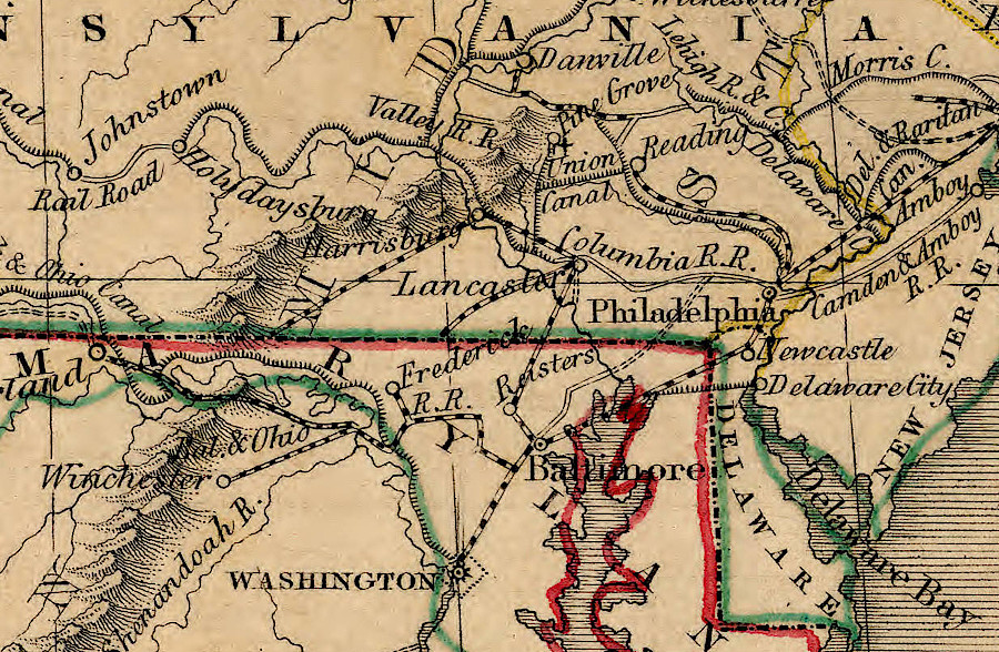 in 1842, Winchester was linked by rail to Baltimore, Washington, Philadelphia, and New York