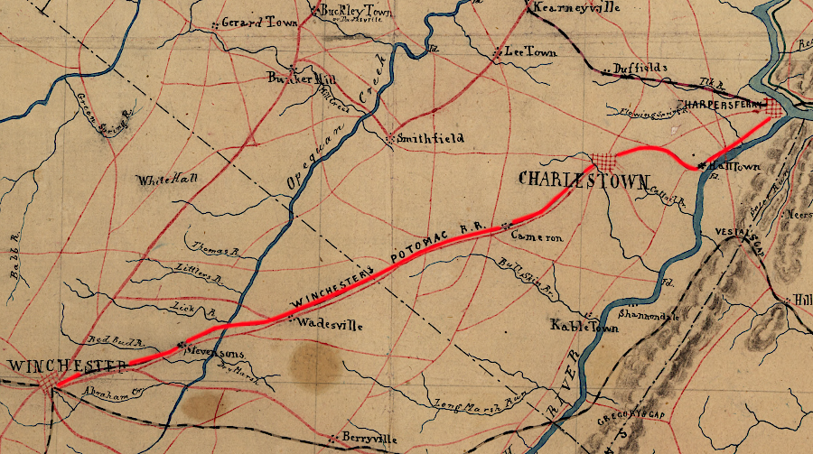 the Winchester and Potomac Railroad started operating in 1836