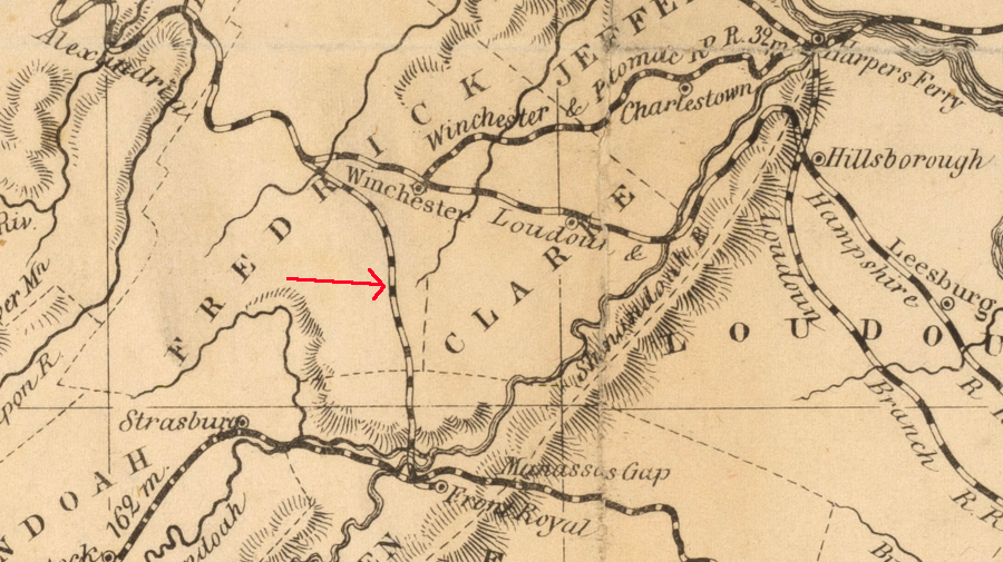 at the start of the Civil War in 1861, the rail connection between Winchester and Strasburg was envisioned but not chartered