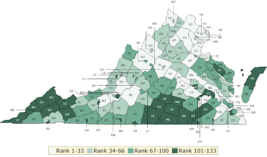 Southwest Virginia and Southside are two regions with particularly poor health