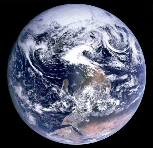 after Apollo 17 astronauts took the famous Blue Marble image of earth in 1972, NASA flipped the image so north would be at the top