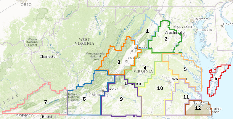 to complete a census on what birds are breeding in Virginia, the Virginia Breeding Bird Atlas breaks the state into 12 blocks