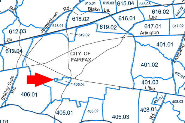 old and new Fairfax courthouses - on county land, surrounded by the city