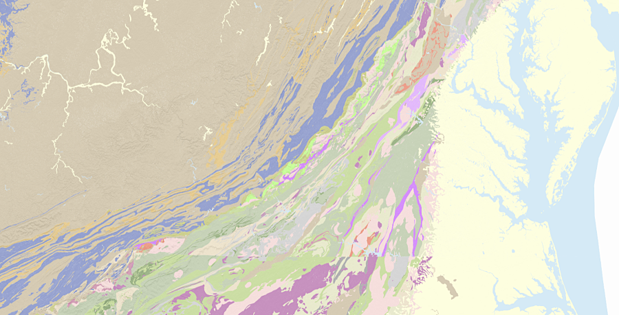 Virginia's geologic bedrock can be subdivided into more terranes and categories than just the physiographic provinces