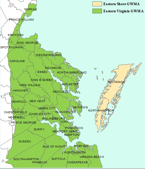 the Eastern Shore is one of two Ground Water Management Areas in Virginia