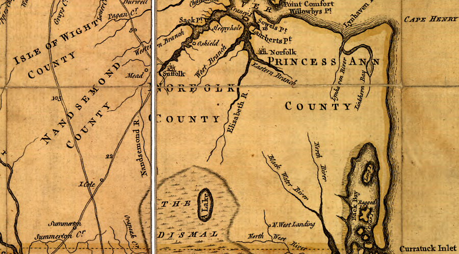 in 1755, there were few roads south of the James River