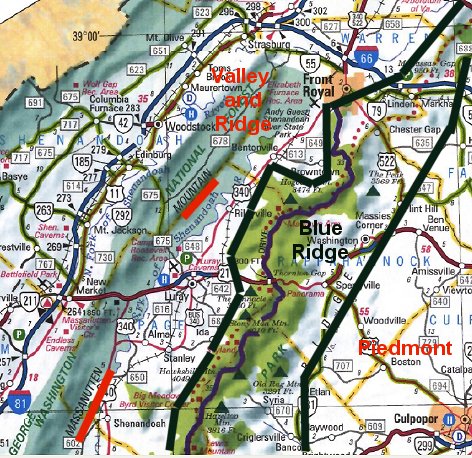 Massanutten Mountain splits the Shenandoah Valley