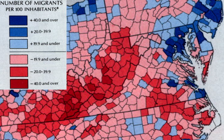 migration from rural Virginia jurisdictions to urban areas is not a new phenomenon, as shown by the population changes between 1950-1960