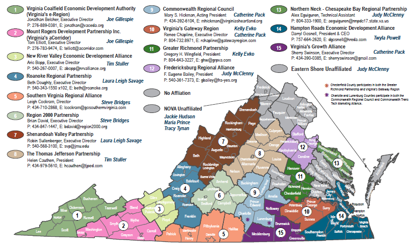 Chesterfield, Lunenburg, and Charlotte counties belong to two economic development organizations