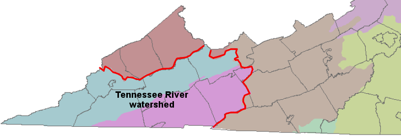 most of the coal country of the Appalachian Plateau drains into the Ohio River, not the Tennessee River