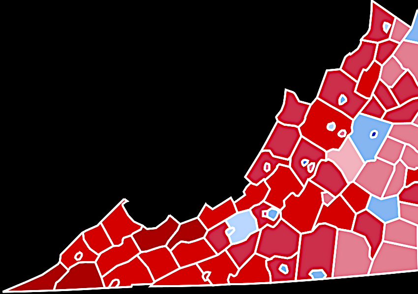 in 2016, cities in the Shenandoah Valley and Southside Virginia voted for Hillary Clinton, while rural areas supported Donald Trump