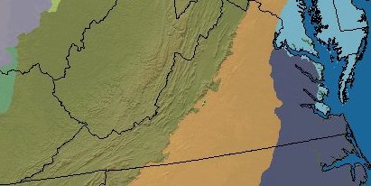 shaded relif image of Virginia