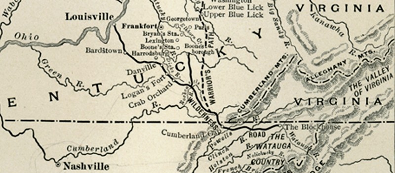 travelers on the Wilderness Road headed through the Cumberland Gap into Kentucky often walked south into Tennessee before turning northwest, to avoid crossing multiple ridges in southwestern Virginia