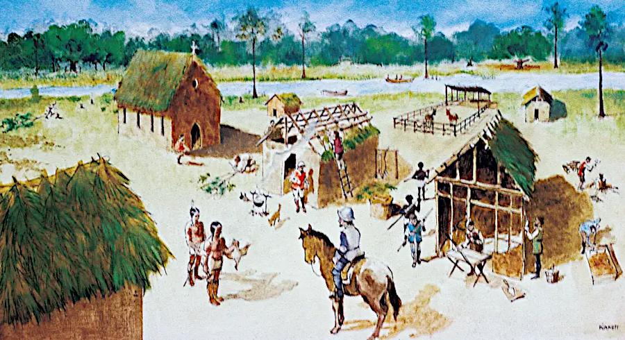 the hut and chapel built in 1570 at Ajacan may have resembled early Spanish structures built at San Miguel de Gualdape in 1526 (in what is now Georgia)