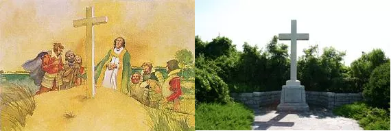 a cross now marks the area where Rev. Hunt held the first official Anglican ceremony in Virginia on April 29, 1607
