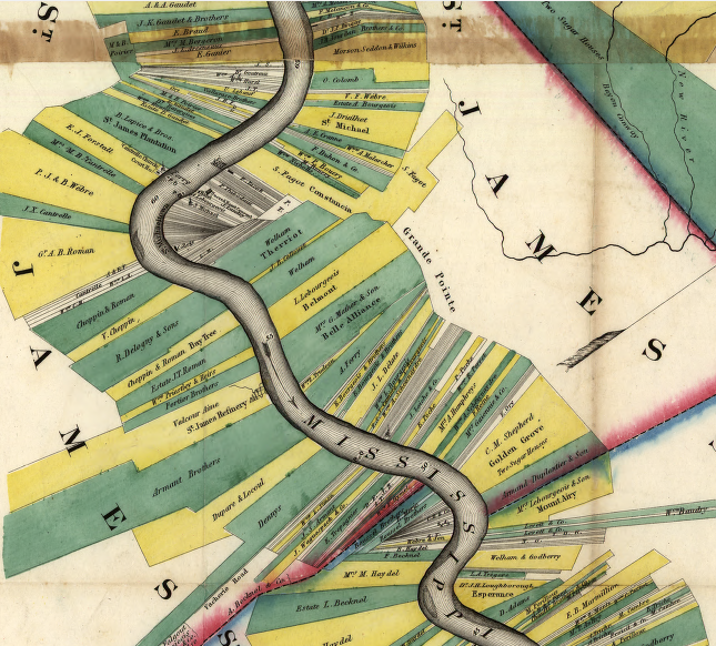 if Virginia had been settled by the French, land would have been surveyed in arpents with each settler provided river access though long and narrow lots (as was done in Louisiana)