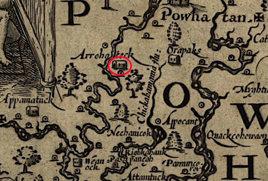 in 1611 Sir Thomas Dale located Henricus at the location of the former town of Arrohateck