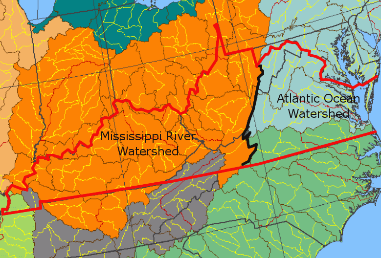 even after ceding the Northwest Territory beyond the Ohio River to the national government in 1780, Virginia still stretched from the Atlantic Ocean to the Mississippi River