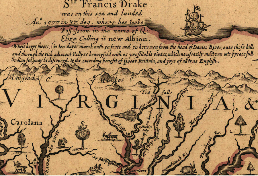 before longitude could be measured accurately, mapmakers suggested the Pacific Ocean was only a 10-day march from the headwaters of Virginia's rivers