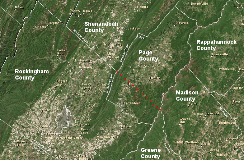 the backline of the Fairfax Grant defines the southern boundary of Shenandoah County, but not Page County
