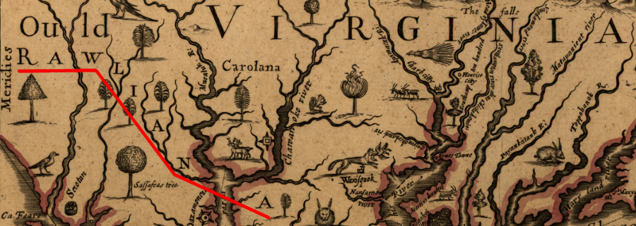 in 1651, John Farrer still identified the lands south of the James River as Rawliana