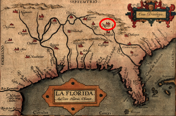 1584 map speculating on how Chesapeake Bay may reach inland