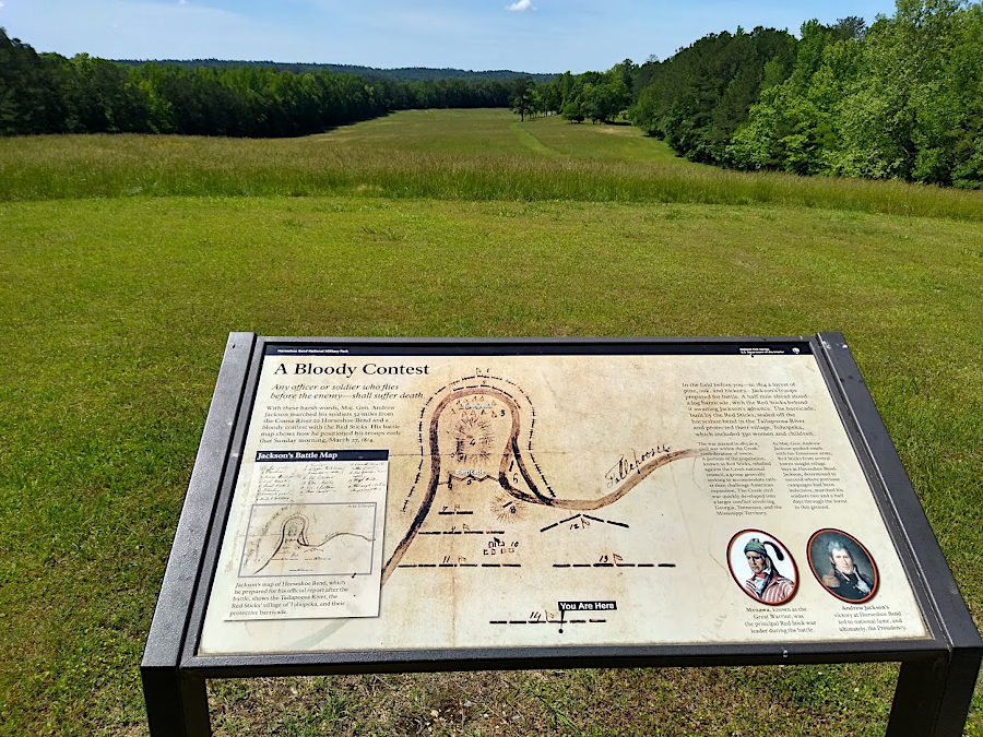 the National Park Service now owns the site of the 1814 Battle of Horseshoe Bend, after which Creek chiefs were forced to cede nearly half of their land to the United States