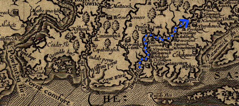 Rappahannock River, explored by John Smith in 1608
