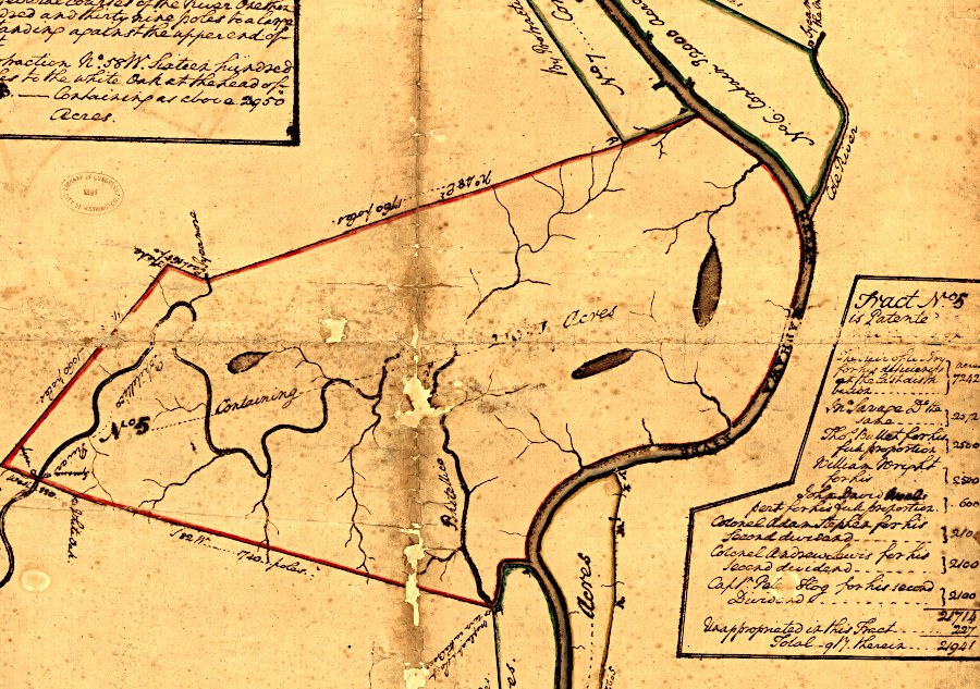 Washington selected tracts that were flat and watered by streams or springs; bottomlands had better soils for growing crops than hillsides