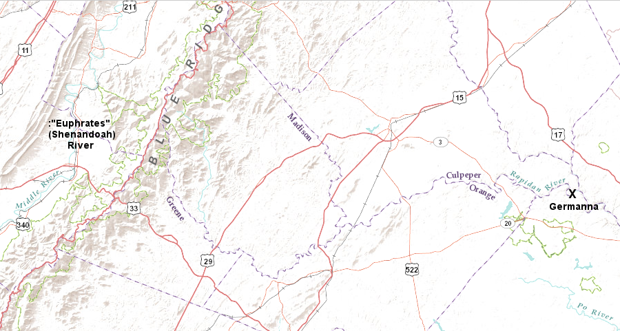 the Knights of the Golden Horseshoes left the Rapidan River at Germanna and crossed the Blue Ridge, perhaps through Swift Run Gap where US Route 33 crossses today
