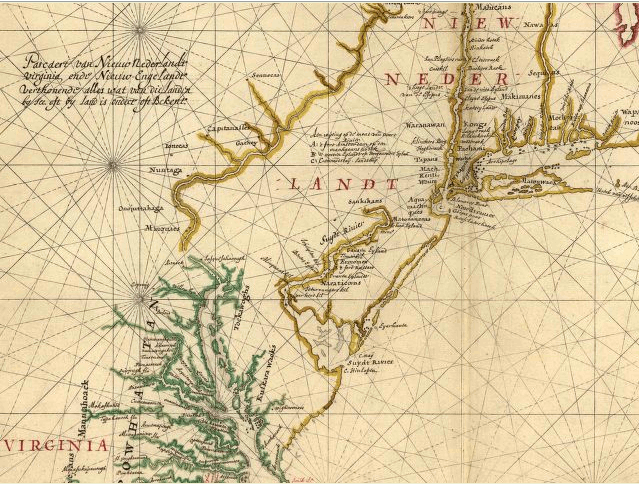 New Netherland - Dutch settlements and claims between Virginia and New England in 1639