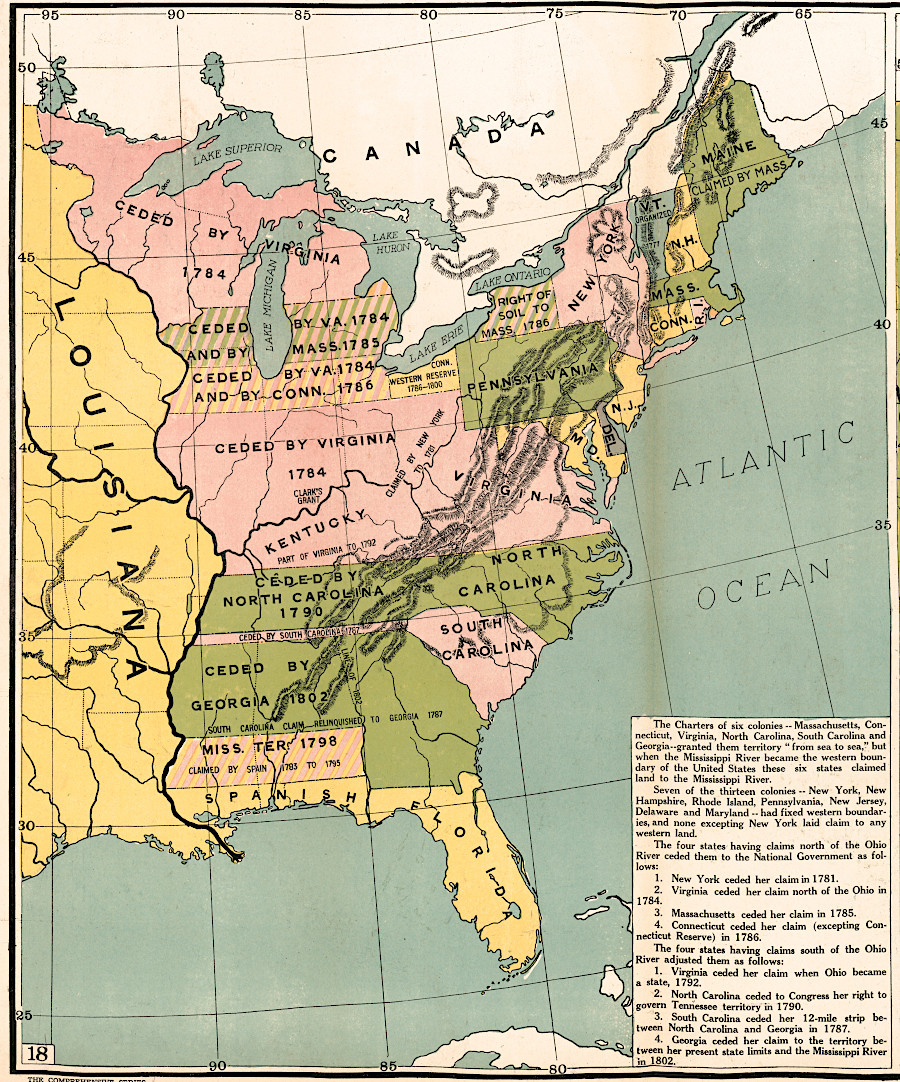 four states claimed the lands of the Northwest Territory, based on colonial charters or conquest