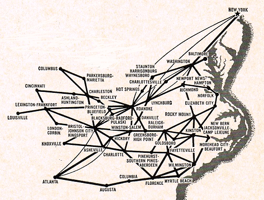 in 1966 travelers could catch a flight in Pulaski, or at Hot Springs in Bath county, and go to New York City