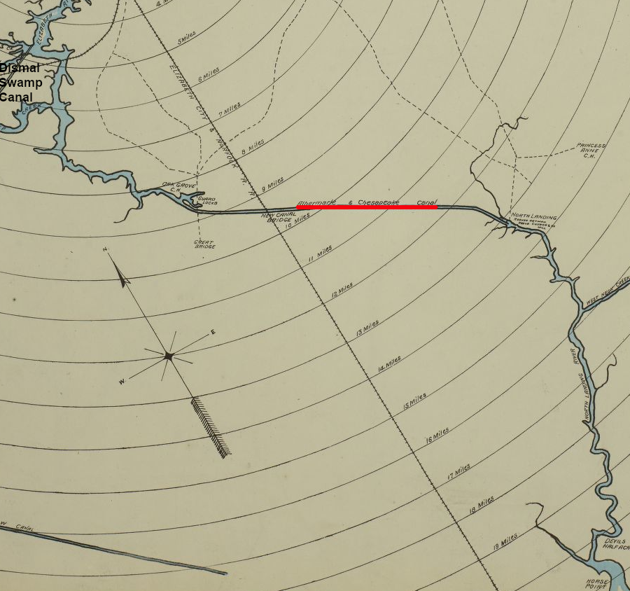 the Albemarle and Chesapeake Canal competed with the Elizabeth City & Norfolk Railroad (later the original Norfolk Southern) and the Dismal Swamp Canal