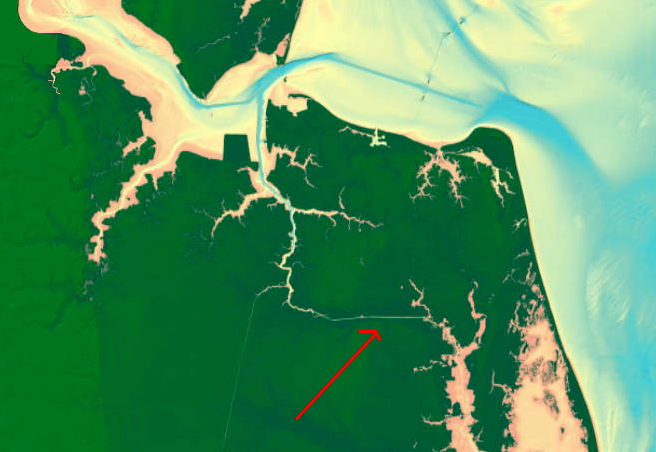 bathymetry near Albemarle and Chesapeake Canal