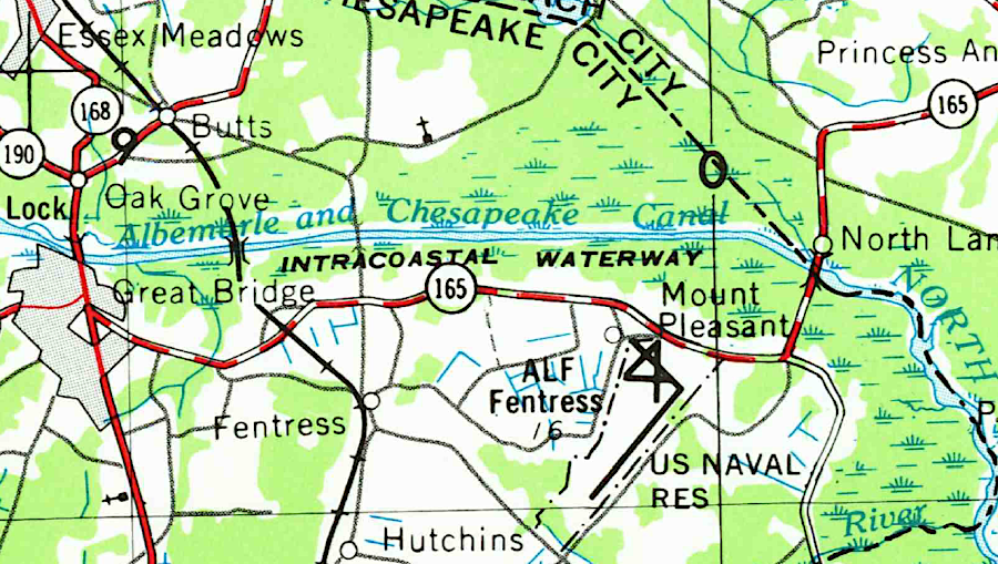 Albemarle and Chesapeake Canal, long before construction of the Chesapeake Expressway (Route 168 Bypass)